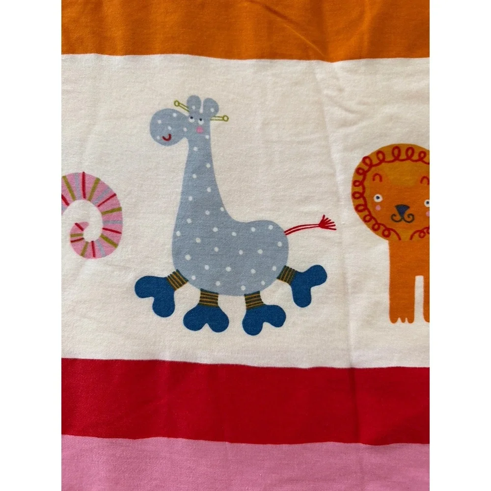 Vintage IKEA Barnslig Rand Animal Stripe Twin Duvet Cover Case 2 PC Orange Pink